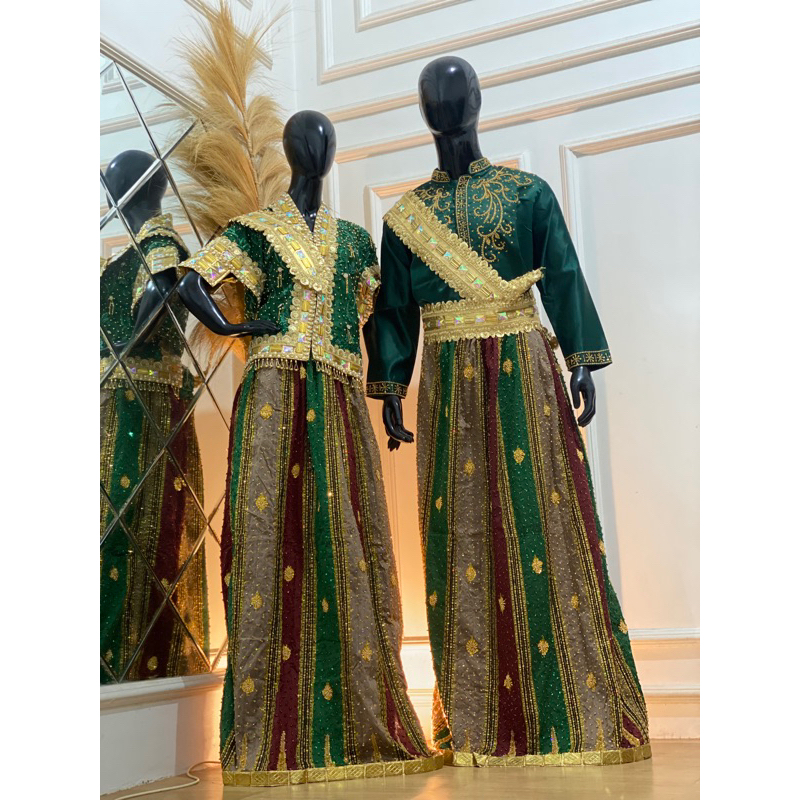 BAJU PENGANTIN ADAT BUGIS/MAKASSAR MODERN HARGA FULLSET WARNA HIJAU BOTOL