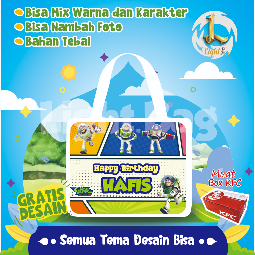 

TAS SOUVENIR ULTAH BUZZ LIGHTYEAR CUSTOM / TAS SOUVENIR PREMIUM / GRATIS DESAIN / BONUS FOTO ANAK / GOODIE BAG CUTE BUZZ / TAS ULANG TAHUN LIGHTYEAR / TAS ULTAH CUSTOM / TAS SOUVENIR 2 HARI JADI / TAS ULTAH / TAS ULANG TAHUN / BISA TAMBAH FOTO ANAK
