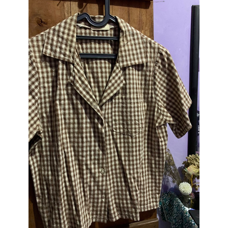[PL] PLAID SHIRT KEMEJA CROP KOREAN STYLE