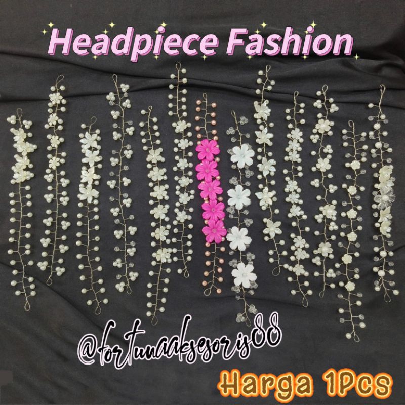 HEADPIECE BUNGA MUTIARA / HEADPIECE HIJAB / BANDO MUTIARA JILBAB / HEADPIECE ELASTIS