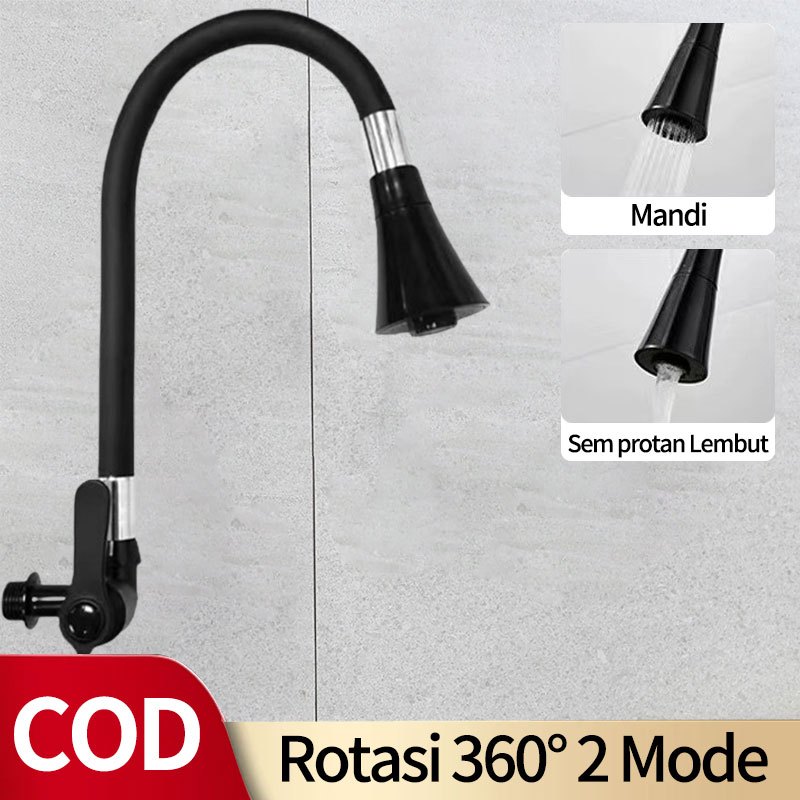 SUS304 Hitam Kran Angsa WarnaKran Angsa Fleksibel Penyesuaian air keluar Kran Angsa Tembok Fleksibel