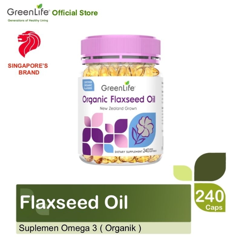GreenLife Organic Flaxseed Oil isi 240 Soft Gel Omega 3 Organik