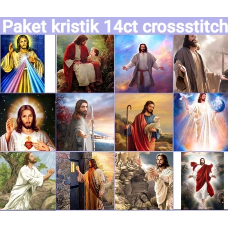 DIY Paket kristik Yesus Jesus rohani kristen katolik full cross stitch 14ct kit sulam silang