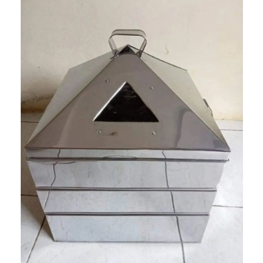 Langseng Kotak Susun Ukuran 35cm Silver / Kelakat Kukusan Tong Kotak Susun3 Uk35x35 Full Stainless T