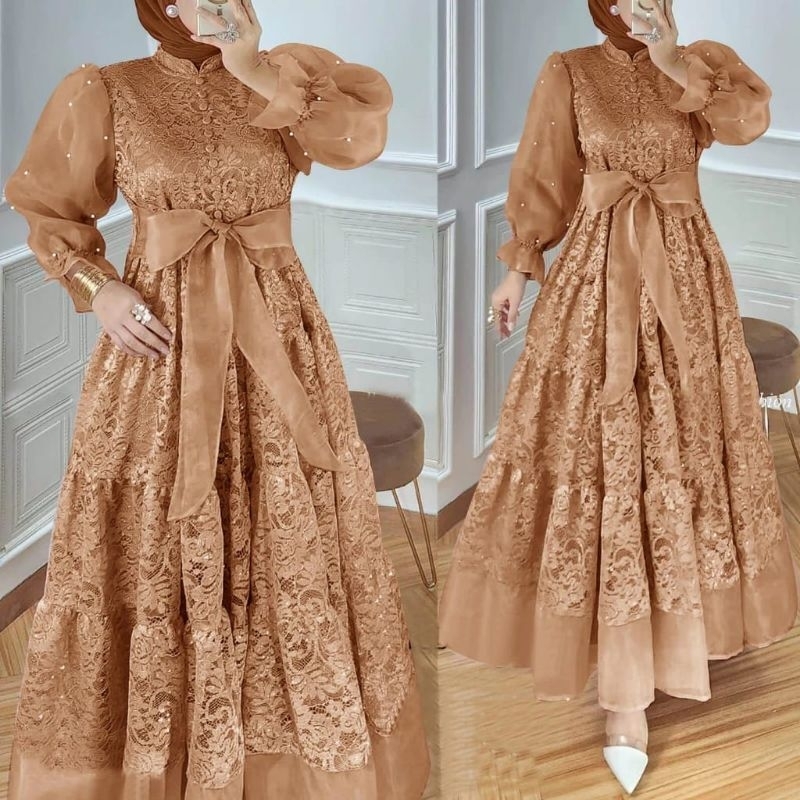 Gamis Model Terbaru Organza / Dress Aurora Busui Terbaru