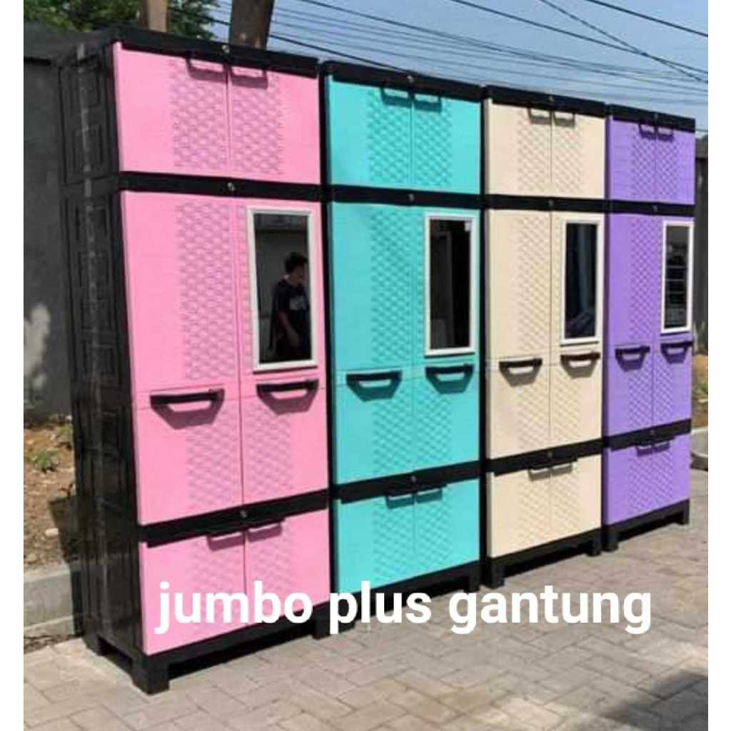 Lemari Plastik Ind Jumbo Plus Gantungan Baju Dan Kaca 04