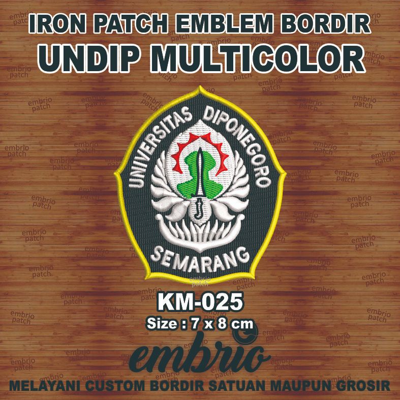 KM-025 Patch logo UNDIP emblem bordir almamater Universitas Diponegoro Semarang - Default - 7x8cm - 