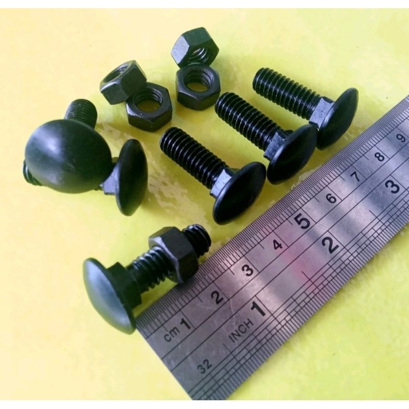 BAUT MUR CB5/16 X 1 "Inchi / BAUT M8 PANJANG 2,5 CM / BAUT 13 KUNCI 13 HITAM BAUT PAYUNG BUMPER