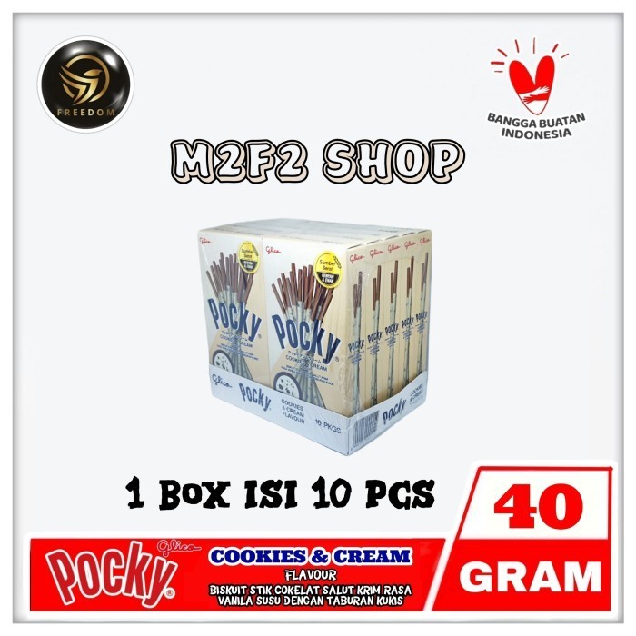 

Glico Pocky Cookies & Cream Flavour | Biskuit Stik Cokelat Salut Krim Vanila Susu Kukis - 40 gr (Kemasan 1 Box)