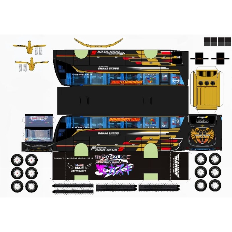 lembaran papercraft bus Bagja trans reinkarnasi las Vegas skala 50 laminasi non laminasi