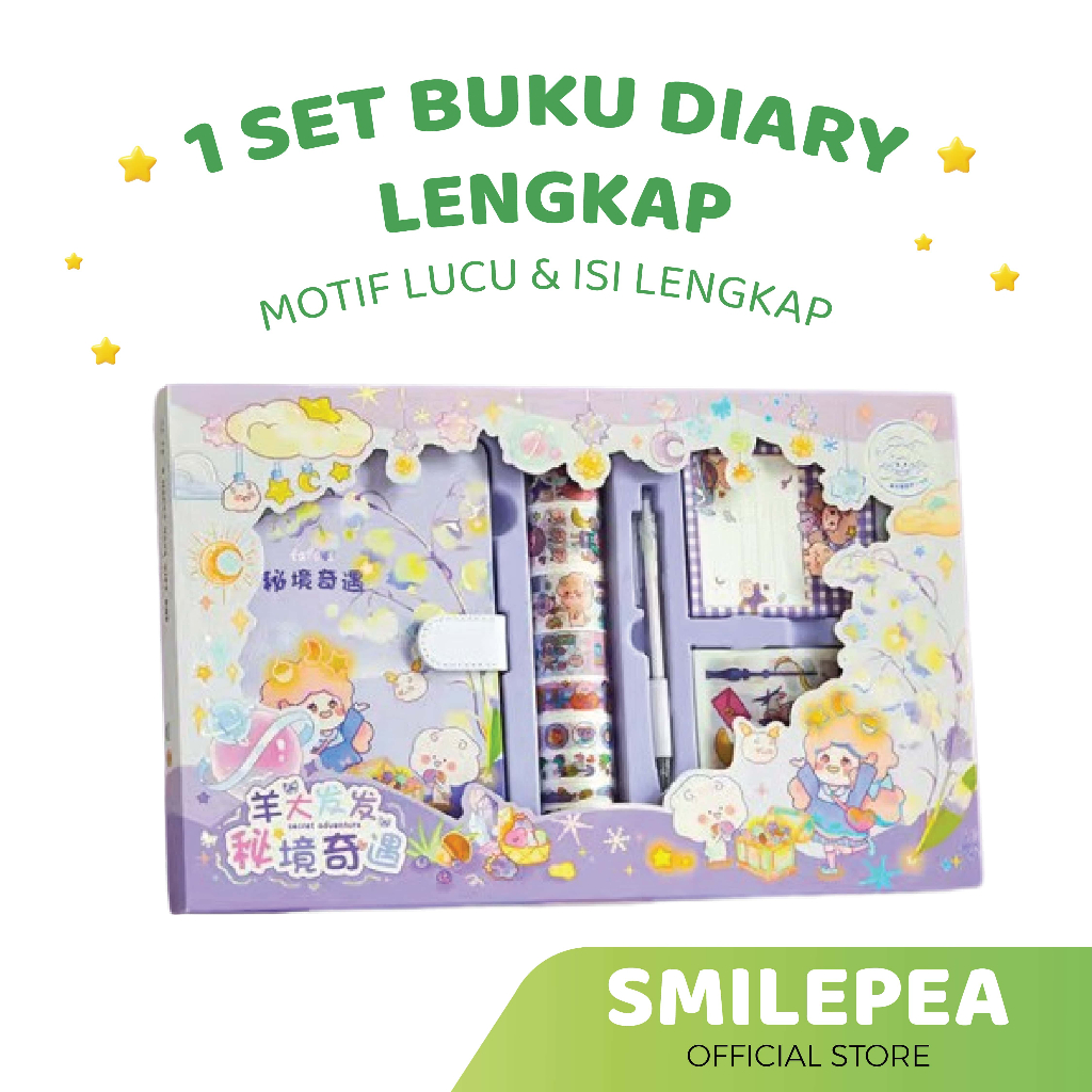 

Smilepea 5 in 1 Cute diary book+Stiker Lucu 1 Set Box Gift DIY set/ Tema Kartun Stiker Label untuk Buku Pegangan Diary Dekorasi DIY Stiker Spiral Elegan Bahan Buku Notebook/ Paket set agenda/Stiker Set Cute Diary DIY Book Set buku catatan harian