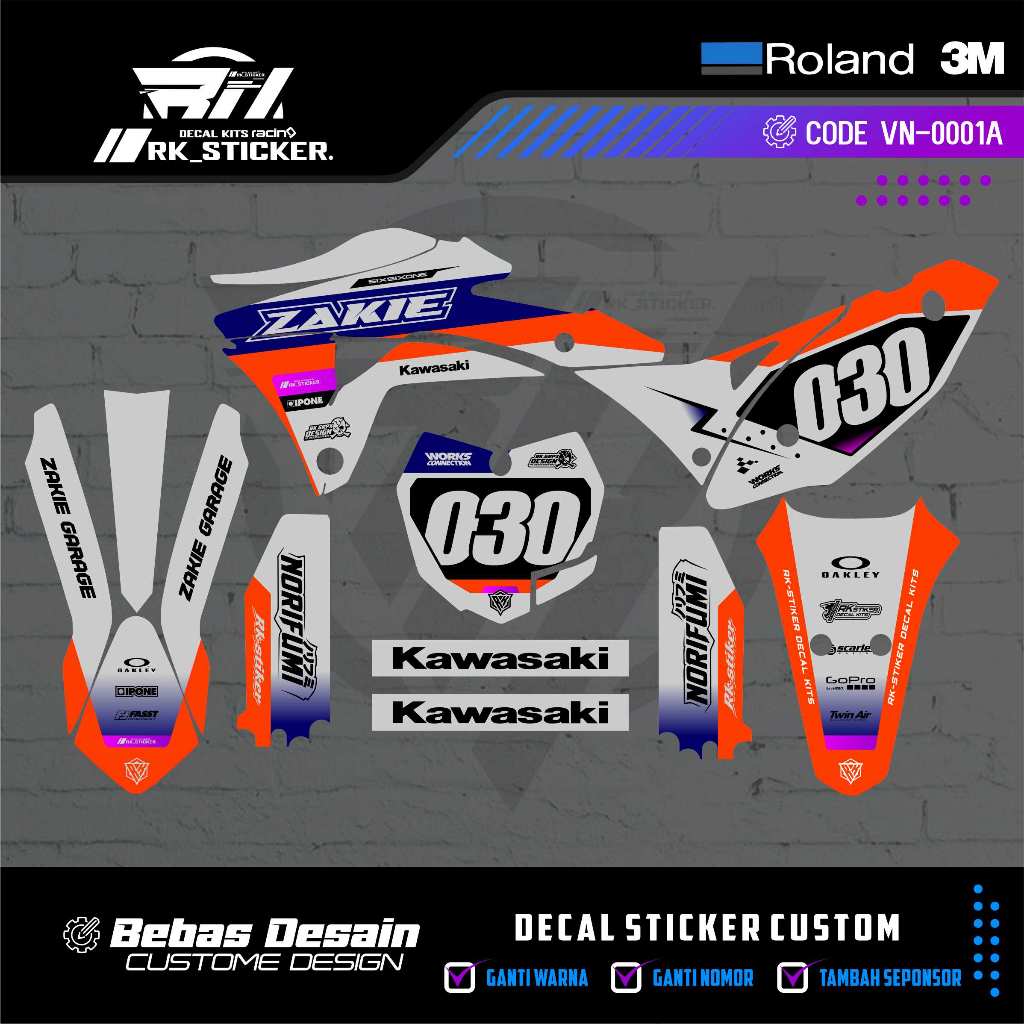 DECAL STICKER KLX GORDON FULL BODY / DECAL GORDON / DECAL STIKER VARIASI KLX GORDON / STICKER KLX ST