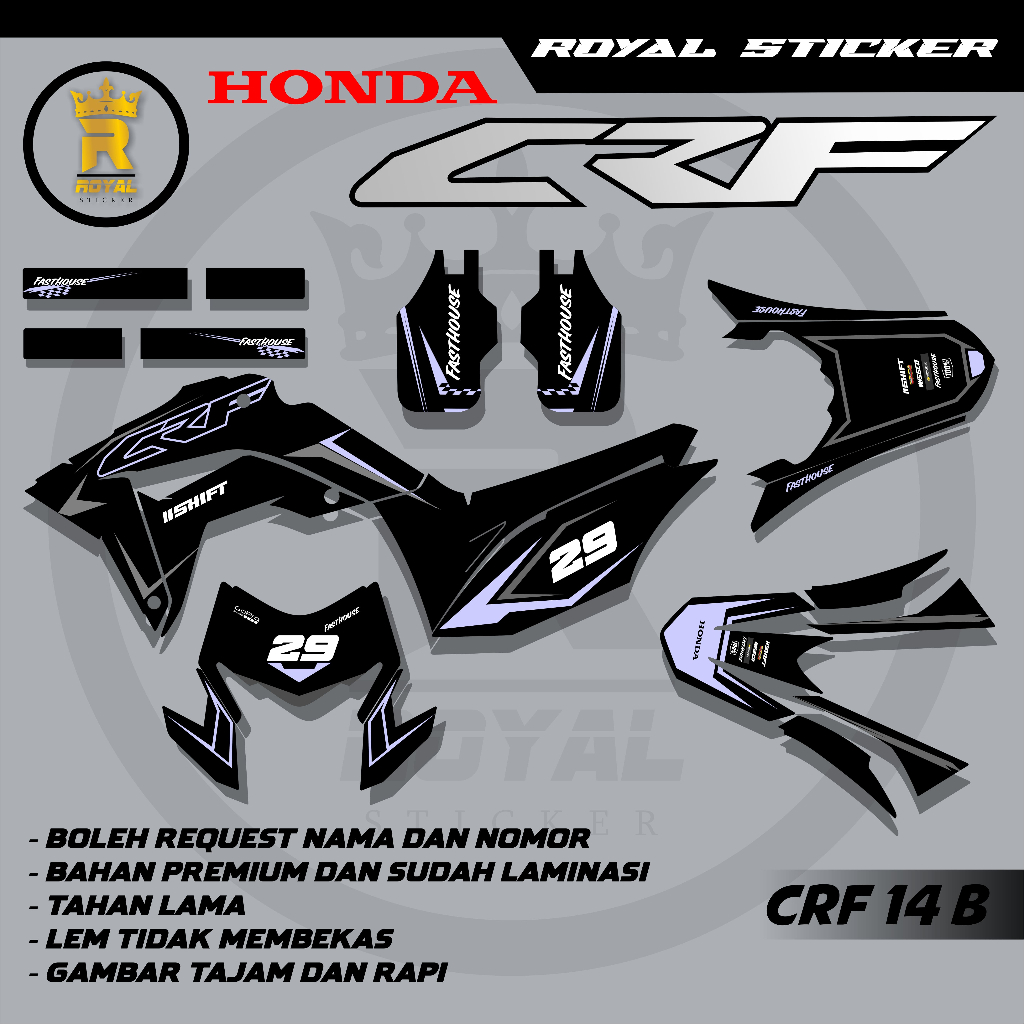 CRF 14-STIKER MOTOR NEW DECAL CRF VARISI DESAIN-STIKER FULL BODY CRF CUSTOM GRATIS CUSTOM NAMA