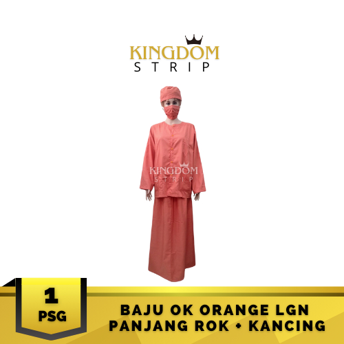 Baju OK Orange Lengan Panjang Baju Kancing Rok