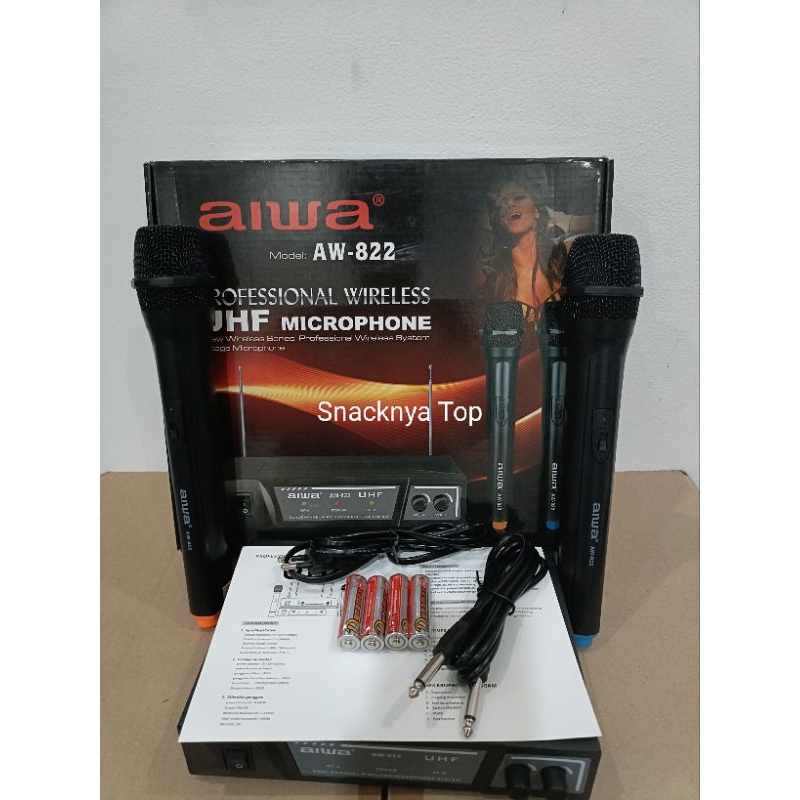 MIC AIWA AW 822 UHF / MICROPHONE WIRELESS AIWA AW-822 UHF / MIC AIWA AW822 HANDHELD UHF
