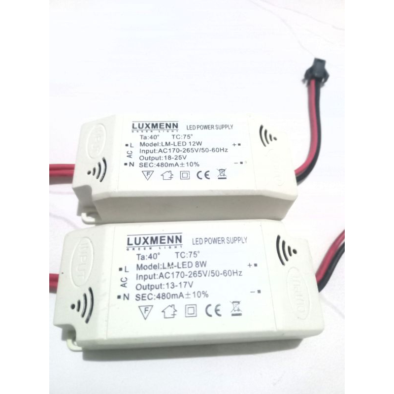 Power supply Led driver merek LUXMEN 8 watt output 13-17 volt led driver 12 watt output 18-25 volt