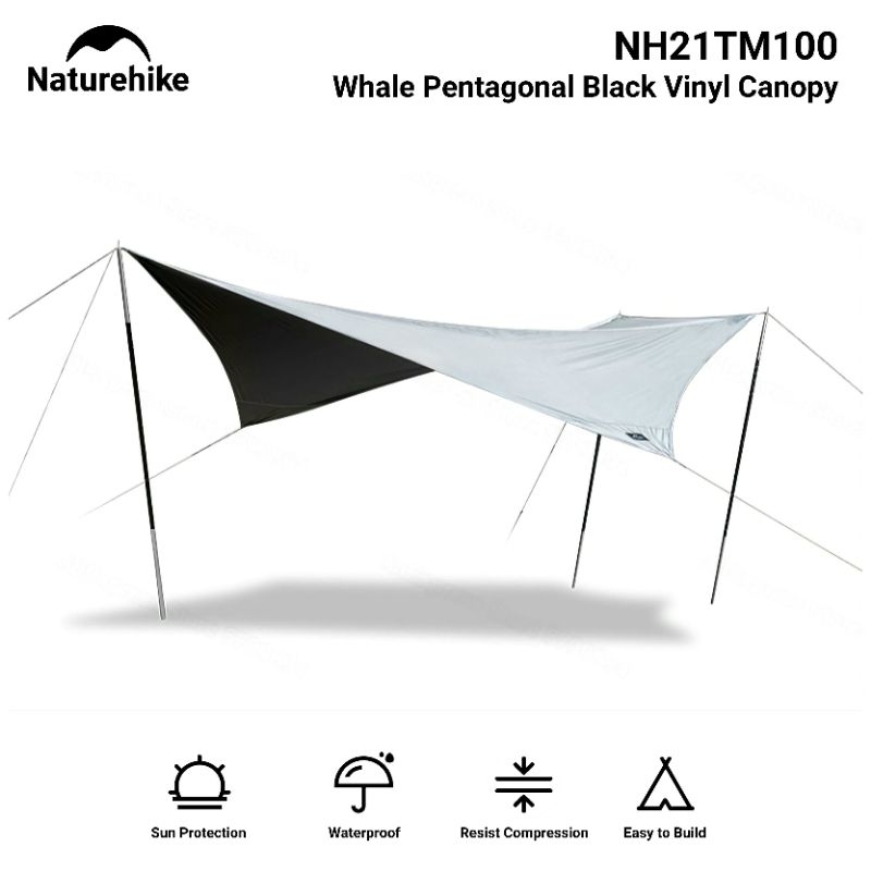 FLYSHEET NATUREHIKE NH21TM100 WHALE PENTAGONAL BLACK VINYL CANOPY SUN SHELTER AWNING SKY CURTAIN KAN