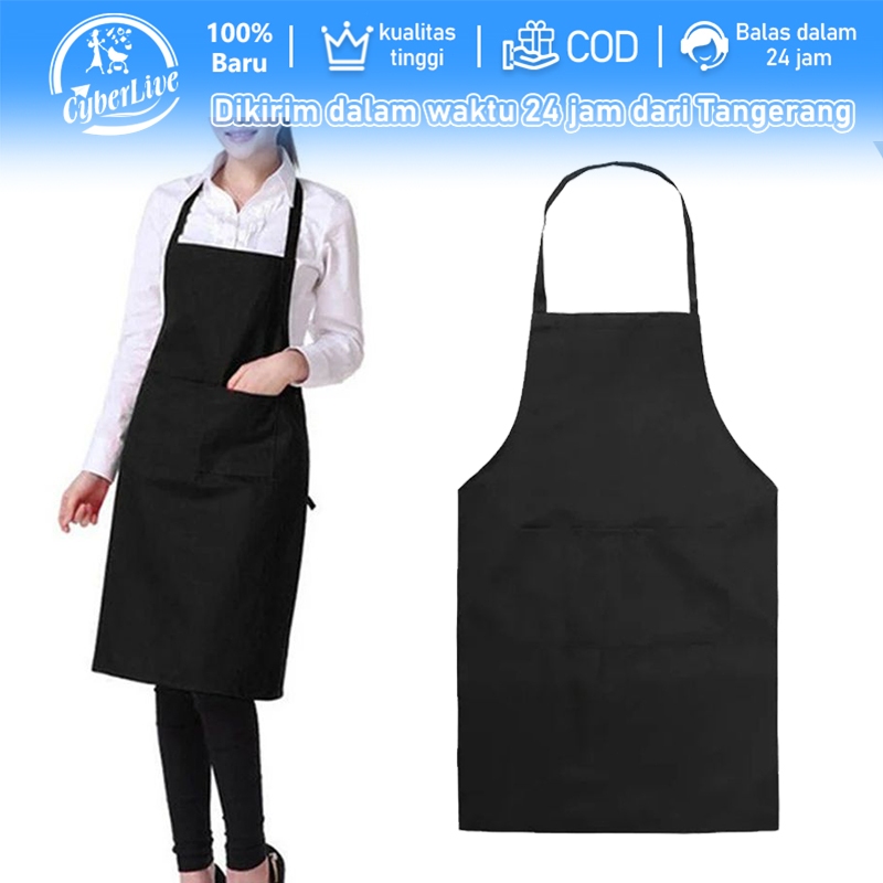 Celemek Masak Apron Waterproof Apron Hitam Chef Pelayan Celemek Masak Pria