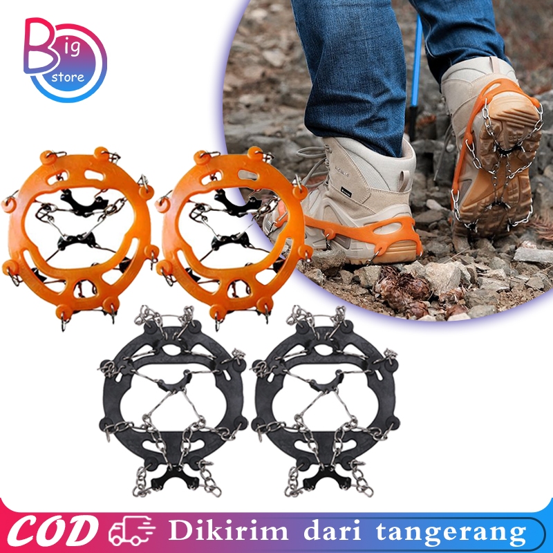 2pcs/Set Alas Sepatu Salju Anti Slip Dengan 8 Gigi Alas Sepatu Paku Anti Slip Sepatu Salju Alas Sepa