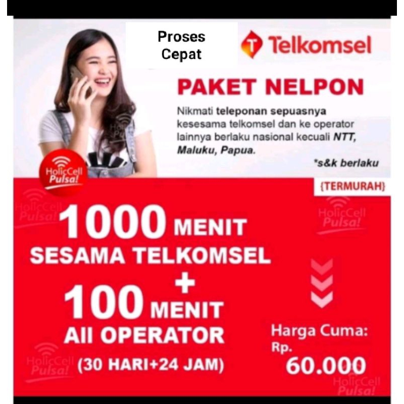 Isi ulang PAKET NELPON TELKOMSEL 30 hari / Paket Telpon all operator telkomsel  simpati as loop bula