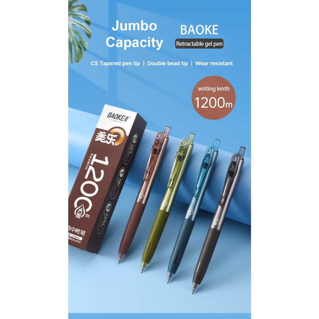 

Baoke Kapasitas Besar 1200M CS Meruncing Kepala Pena Bola Ganda Tahan Aus dan Pena Gel Penekan Halus PC1936