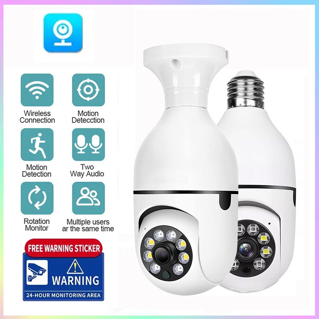 V380 Pro CCTV Kamera Lampu 1080P HD CCTV Wifi Bohlam 360 PTZ Panoramic Remote Viewing IP Camera Full