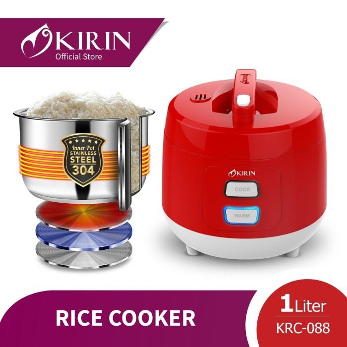 KIRIN Magic Com 1 Liter Rice Cooker - KRC 088 (Stainless Steel)