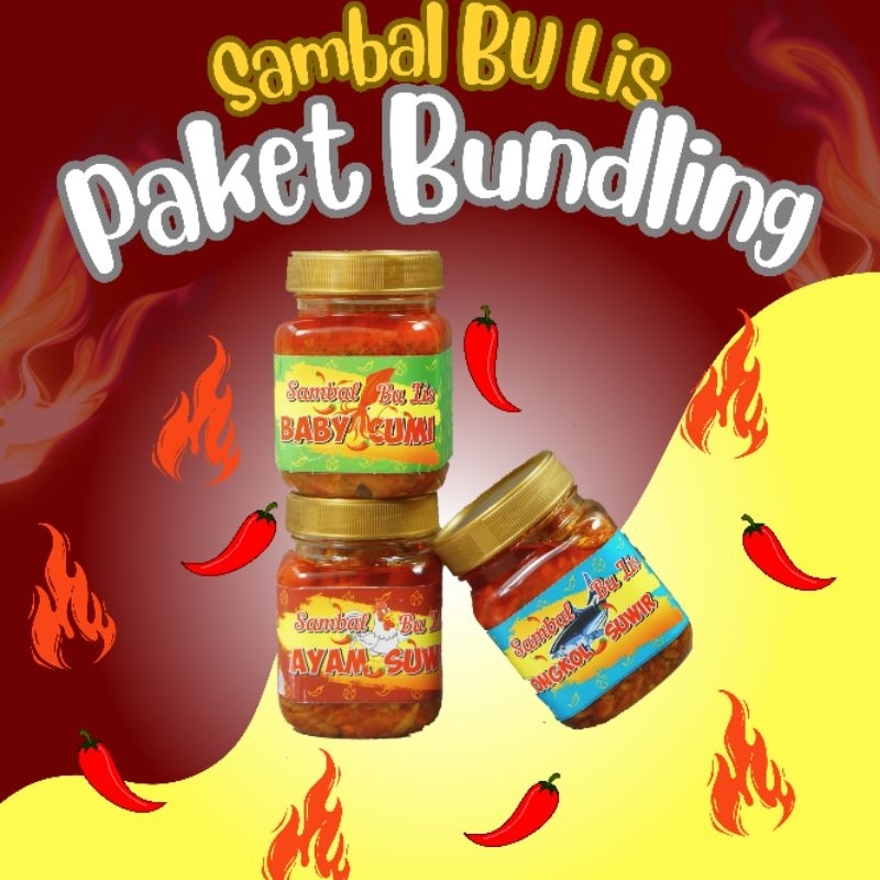 

Paket Bundling (All Variant) // 100% Sambal Baby Cumi 200g // 100% Sambal Ayam Suwir 200g // 100% Sambal Tongkol Suwir 200g // Sambal Kemasan // Praktis // Hemat