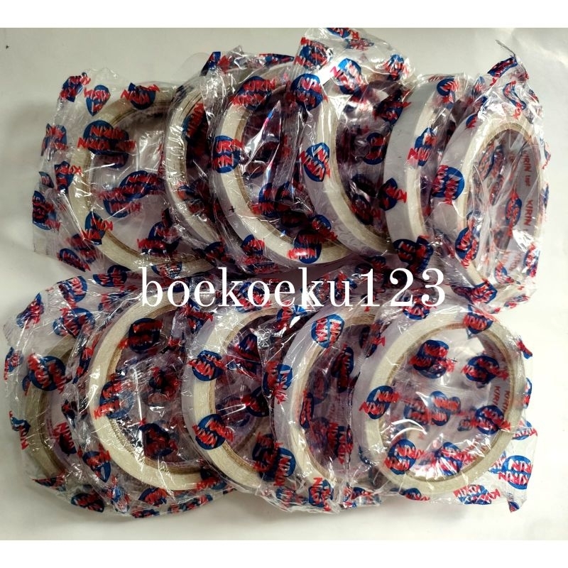 

SALE! 1 LUSIN ATAU 12 ROL DOUBLE TAPE ATAU SELOTIP BOLAK BALIK KIRIN 12 MM x 10 M