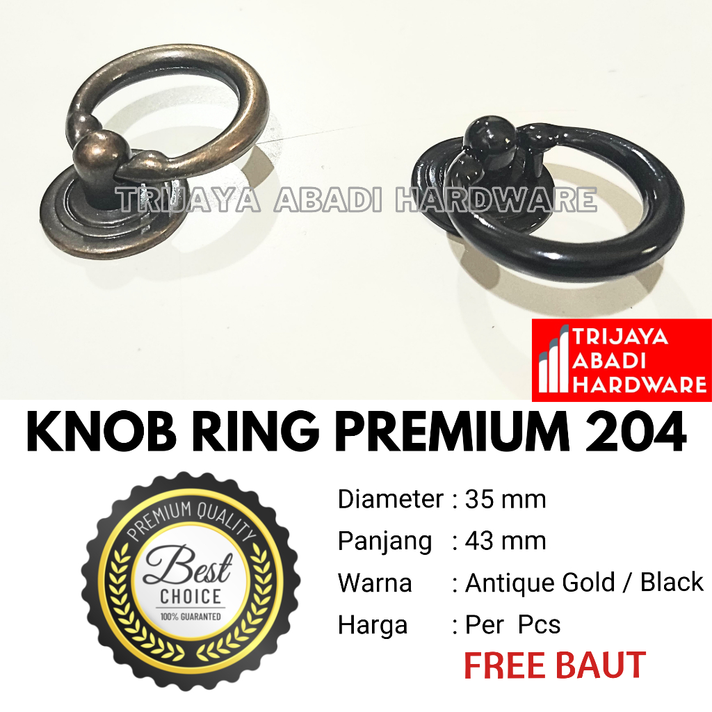 Handle Knob Ring Premium 204 - Tarikan Lemari Laci Kabinet Solid