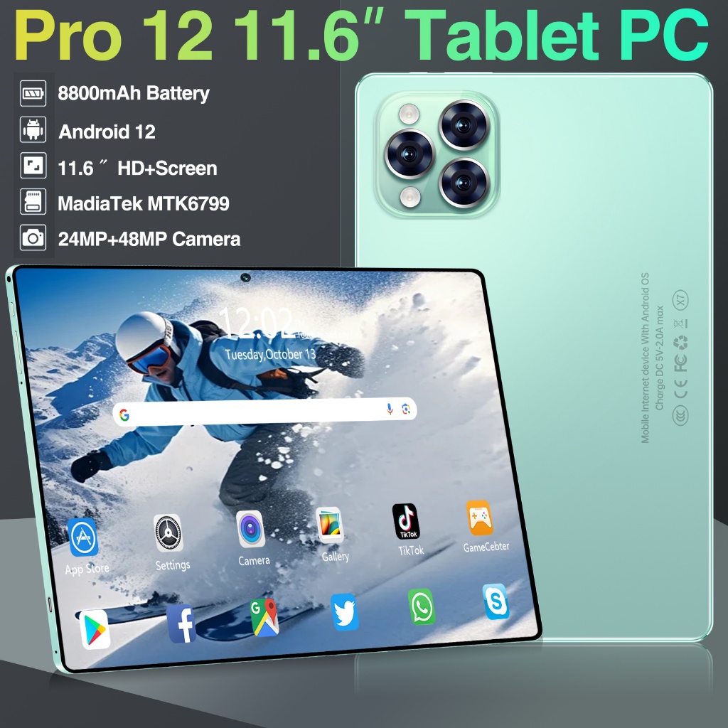 【Terbaru  Tablet】Tablet Andriod  galaxy tab Pro12 16GB + 512GB  Android  12 11.6 Inci Layar Full Screen Layar Besar Wifi 5G Dual SIM Tablet Untuk Anak Belajar,Tablet Gaming Cuci Gudang Murah tablet pc baru galaxy tablet pc