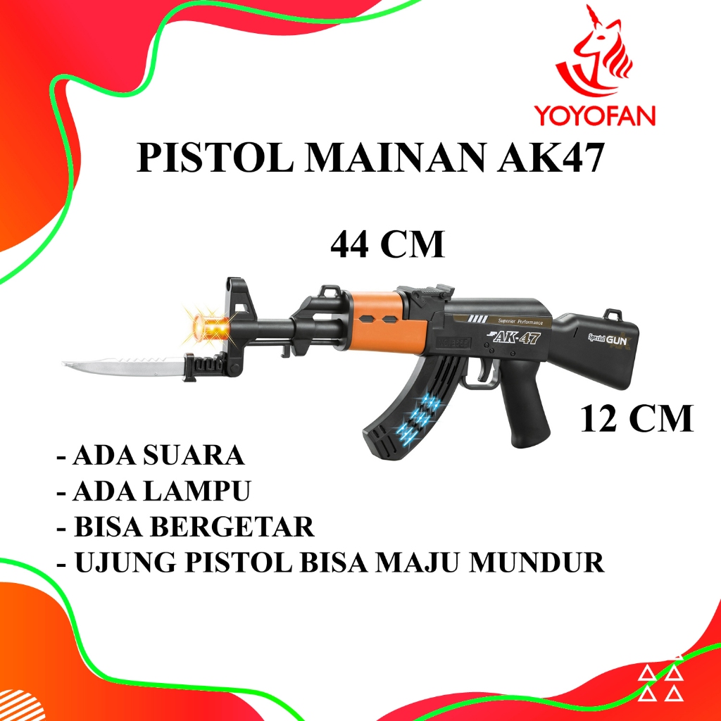 Pistol Mainan AK47 Gun Tembak Tembakan AK-47 Lampu dan Suara Mainan Anak Cowok OPP