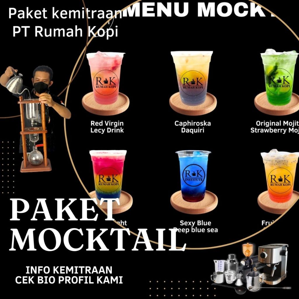 

Paket Mocktail Kemitraan Rumah Kopi Paket Usaha Langsung Training