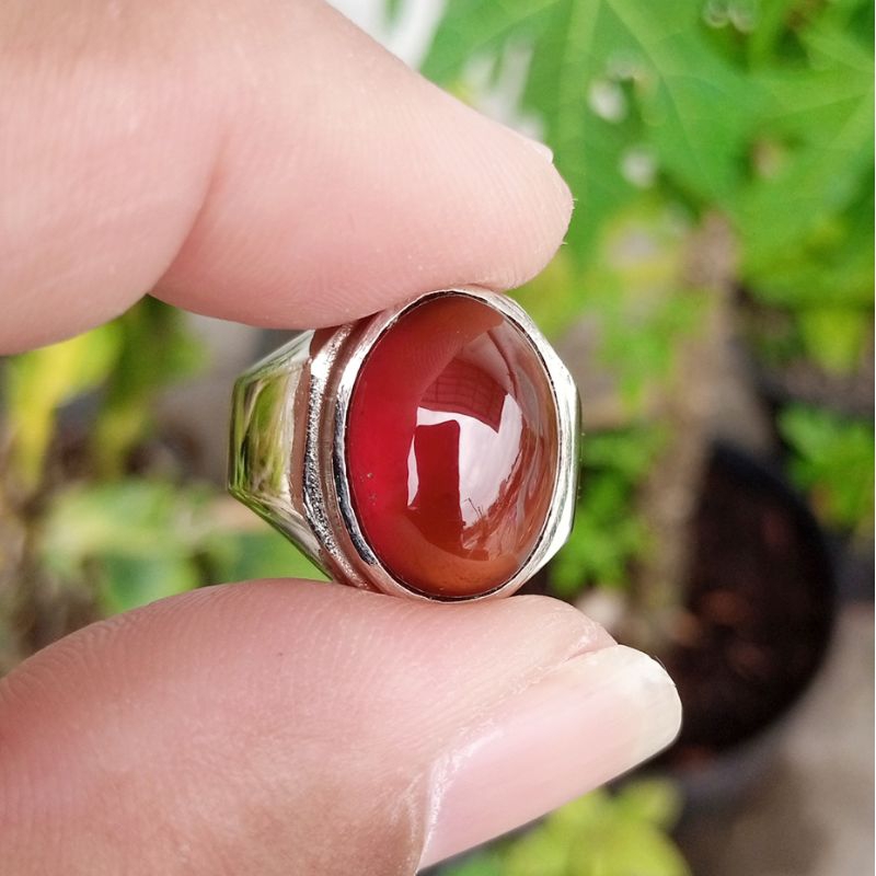 Cincin Batu Permata Natural Red Garnet Jumbo HQ