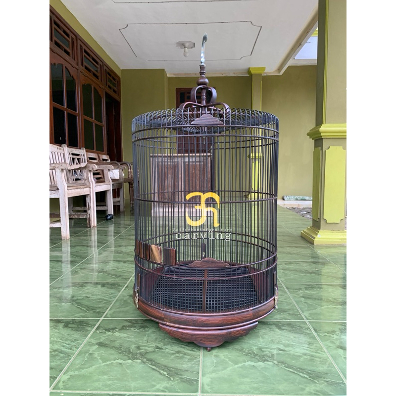 sangkar murai full sonokeling no2 D58 alas triplek kaki ceper