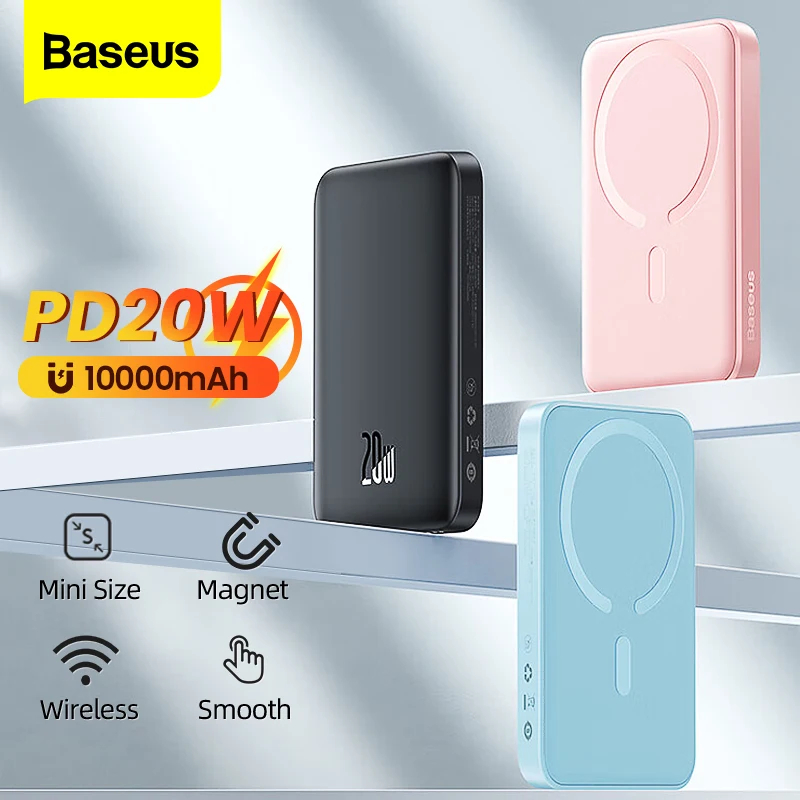 【24H Shipped 3 Years Warranty】Baseus Wireless Powerbank Magsafe Power bank Fast Charger 6000mAh 10000mAh 20W Magnetic Power Bank (With 60W Fast Charging Cable)