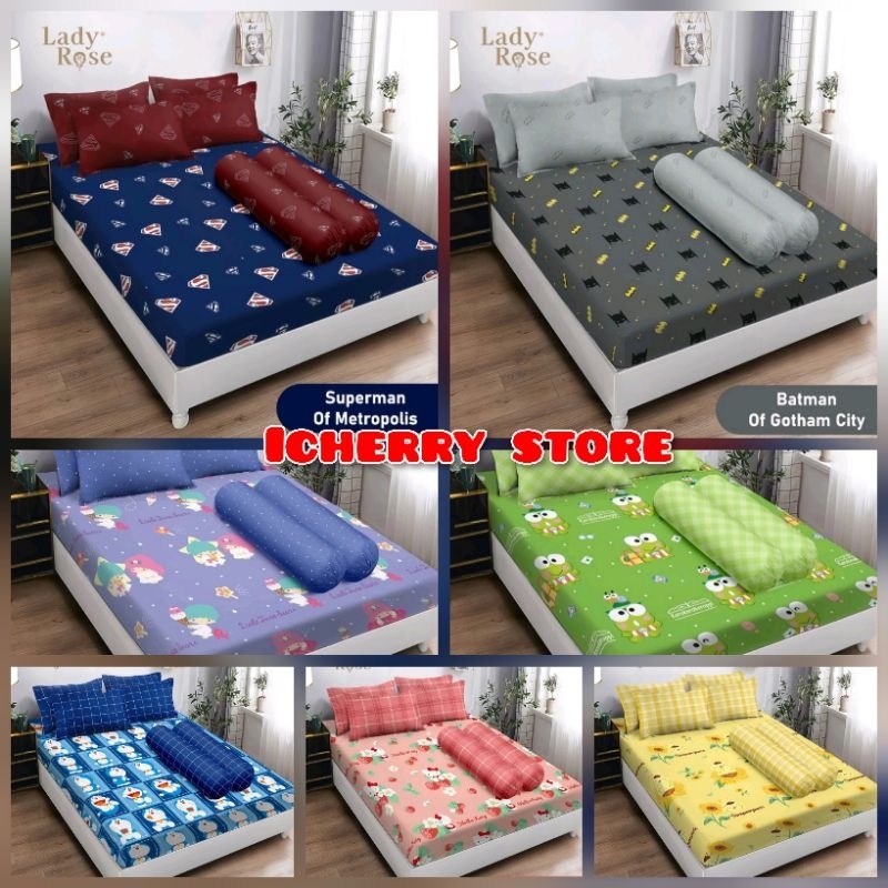 3in1 Sprei Lady Rose 3D King 180 160 120 100 90 Motif Batman of Gothamcity, Doraemon Feel, Hello Kit