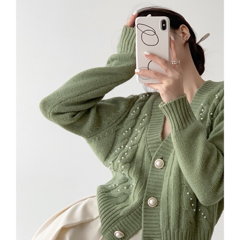 Caroline knit cardigan pearl sweater korean cardi rajut outer wanita