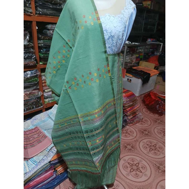 PUCC BINTIK BENANG KOREA MANDAR TARUTUNG SONGKET ULOS BATAK SONGKET PUCCA BINTIK HIJAU SAGE TENUN TA