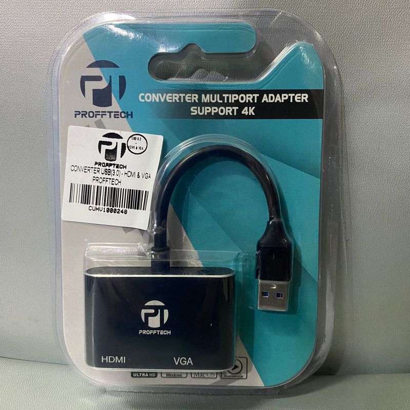 USB 3.0 to VGA / HDMI Adapter PROFFTECH Converter MultiPort USB Male to HDMI/VGA Female