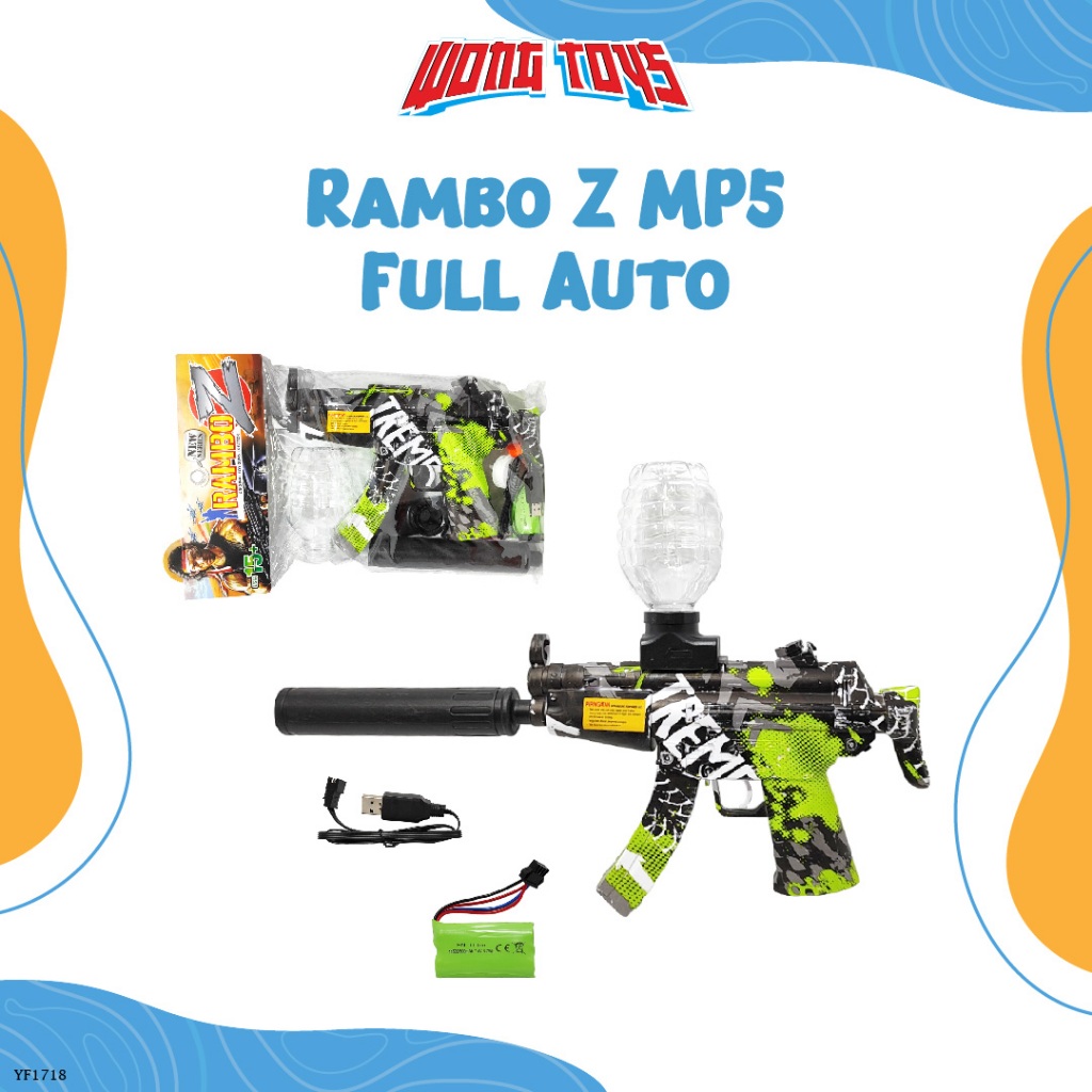 Rambo Z MP5 Full Auto (YF1718) - Mainan Tembakan Auto Gel Blaster MP5 Motif