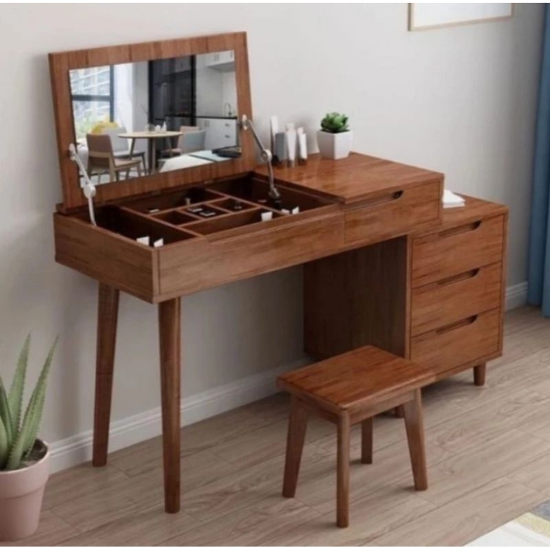 meja rias kaca lipat minimalis