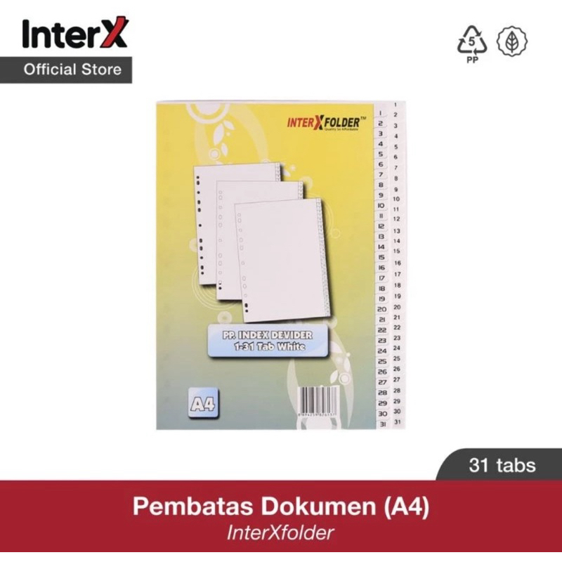 

Index Divider A4 InterX 1-31 / Pembatas Binder Odner