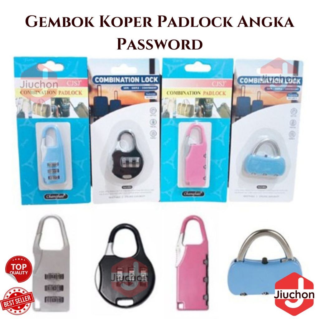 JIUCHON Gembok Koper Padlock Angka password gembok kecil untuk travel lebih aman Gembok Koper Locker