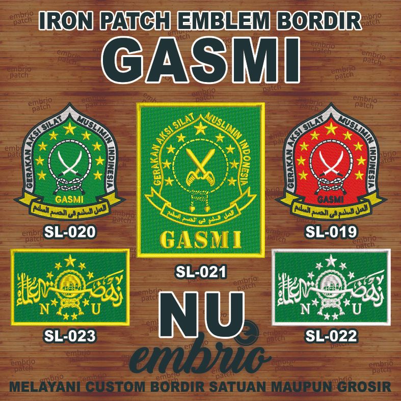 Emblem logo GASMI NU patch bordir bet baju silat NU muslim indonesia badge - Embrio Patch Embroidery