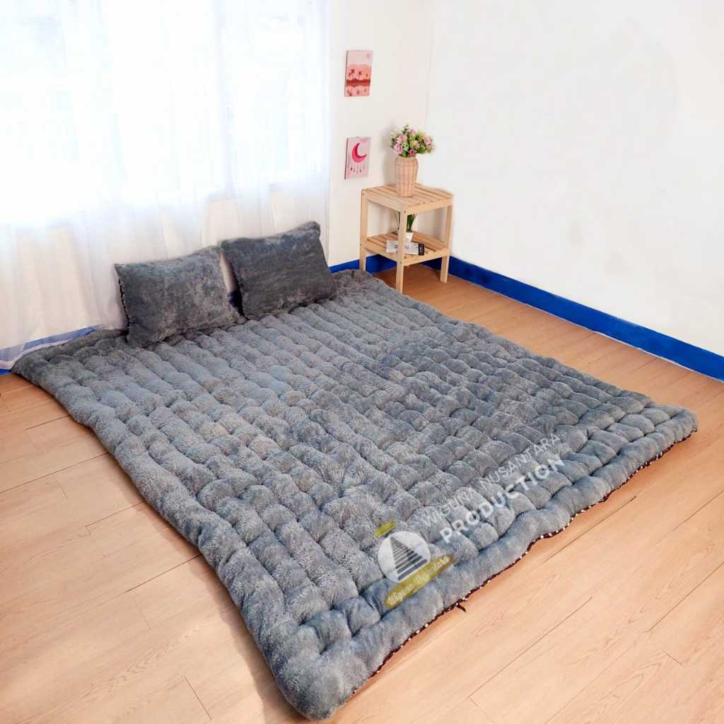 RB KASURKU Kasur Gender Bulu Rasfur 200 x 200 x 10 cm Plus 2 Bantal Muat 3 Orang Kasur Lantai Bulu