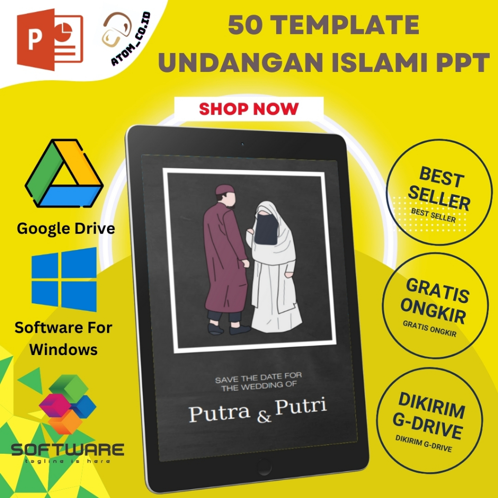 50 Template Undangan Digital Islami Pernikahan Syari Wedding Islamic Format PPT - Powerpoint