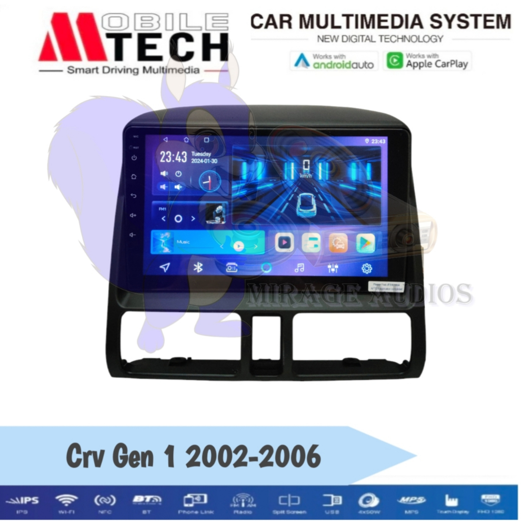 Head Unit Android Mtech For Honda Crv Gen 2 2002-2007 9 inch