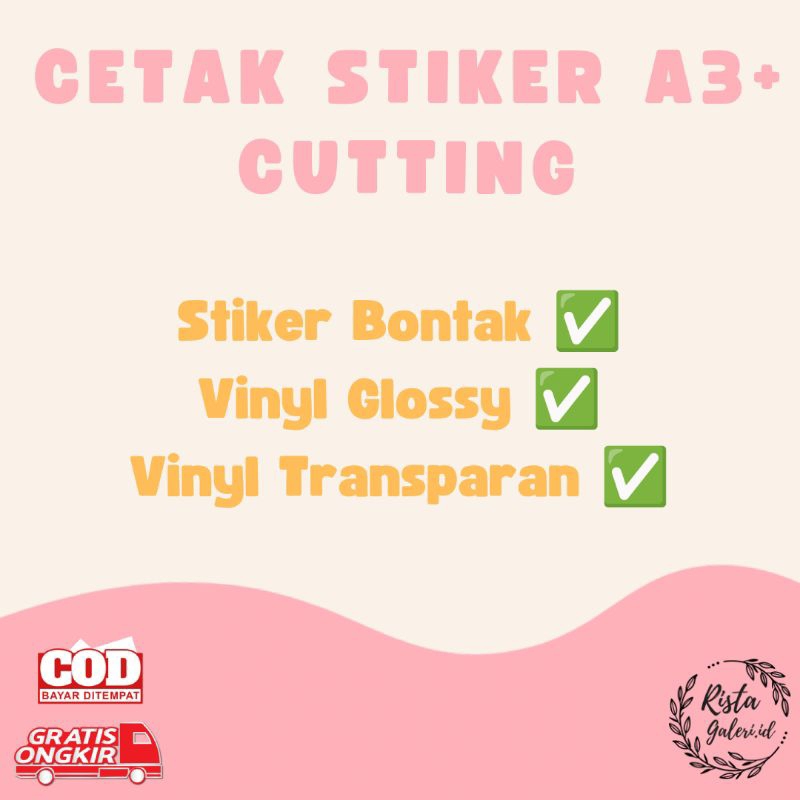 

CETAK LASER A3+ STIKER + CUTTING KISSCUT