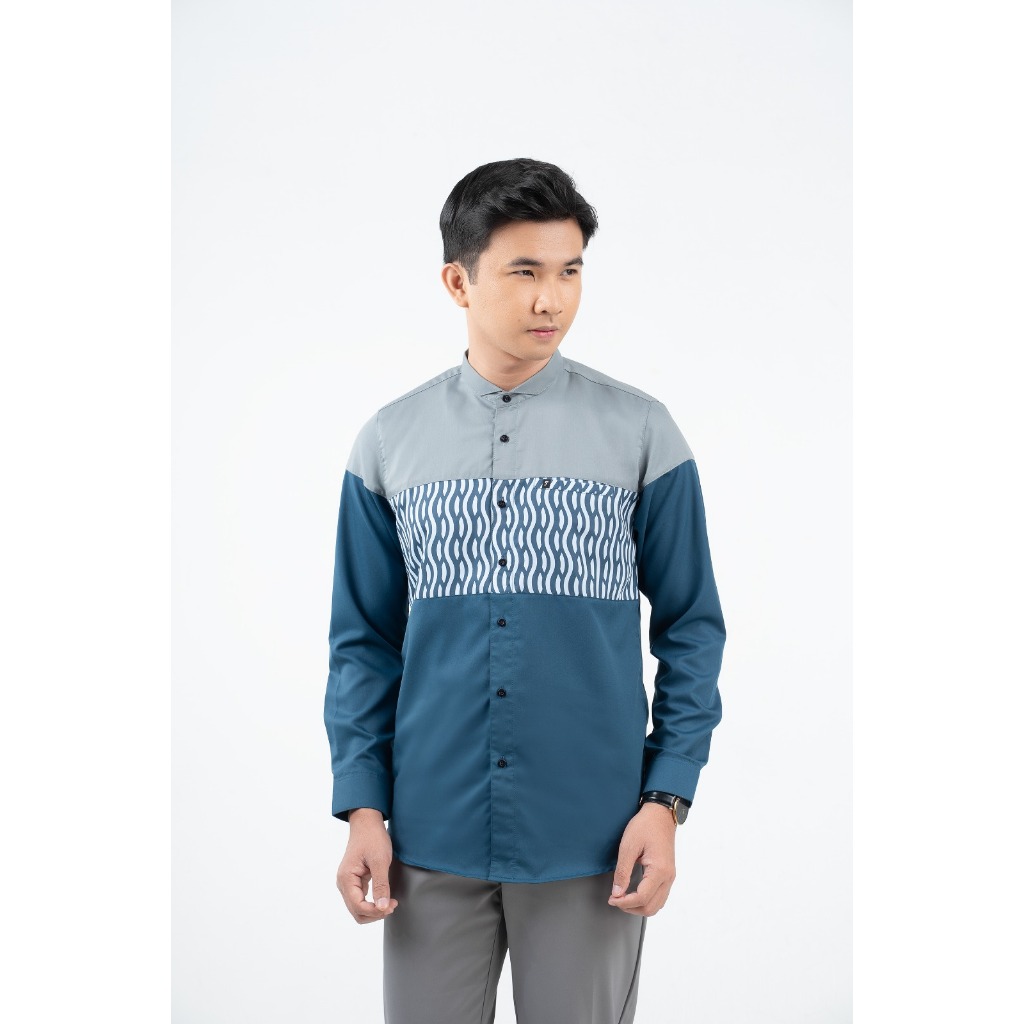 Fadkhera Azraq Baju Kemeja Koko Modern Fadkhera